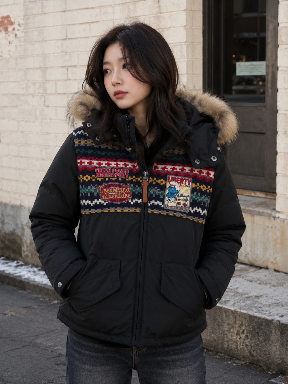 Whole Hauss Smurf Convertible Puffer Jacket Women’s Small Removable Sleeves